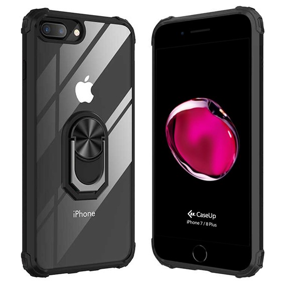 Apple iPhone 8 Plus CaseUp Ring Tough Holder Kılıf Siyah 1